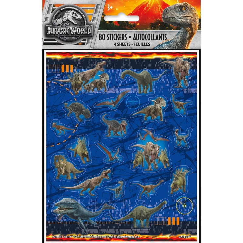 Jurassic World Stickers (Set of 80) | Jurassic World Party Supplies