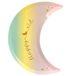 Rainbow Eid Crescent Paper Plates (Pack of 8)