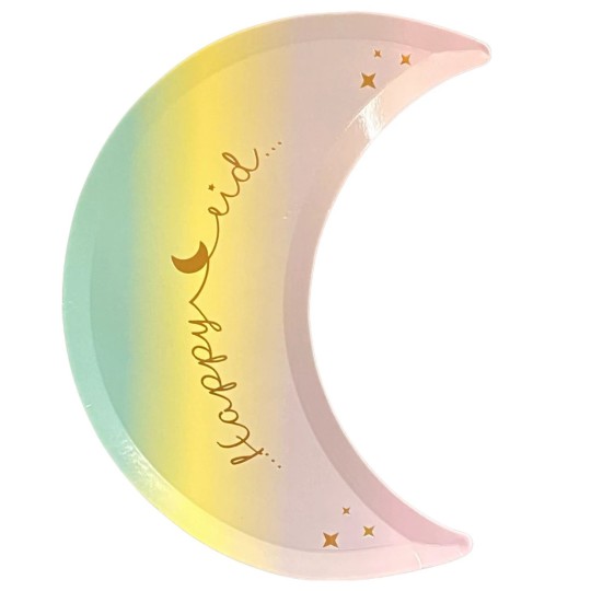 Rainbow Eid Crescent Paper Plates (Pack of 8)