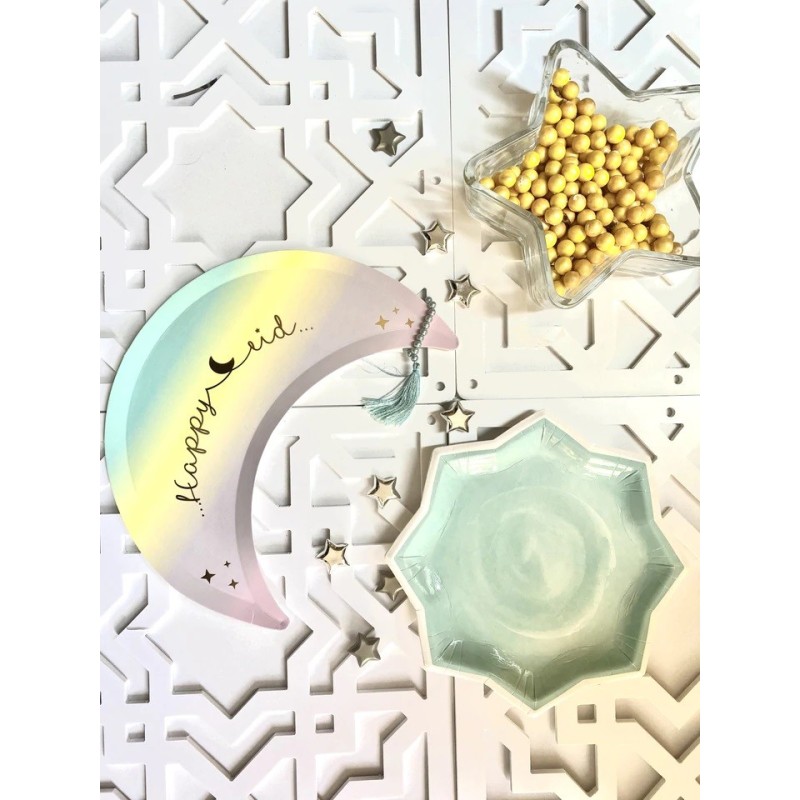Pastel Eid Crescent Paper Plates (Pack of 8) | Ramandan & Eid Decorations