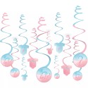 Gender Reveal Hanging Swirls (Set of 12)