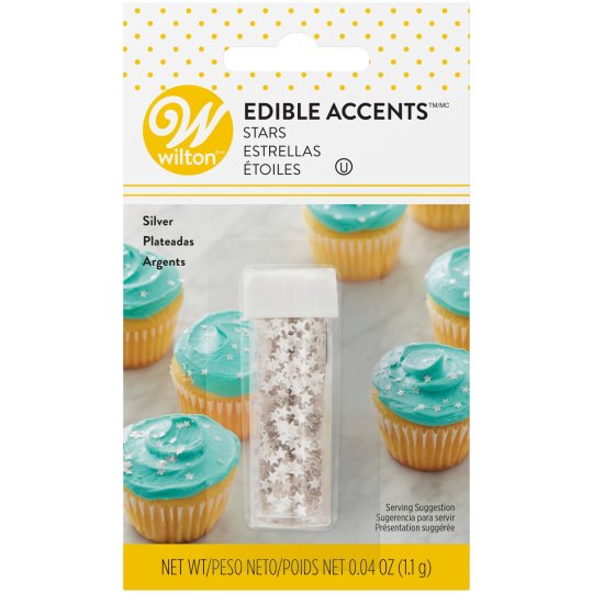 Wilton Silver Stars Edible Accents | Wilton Party Supplies