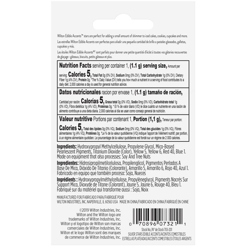 Wilton Silver Stars Edible Accents | Wilton Party Supplies