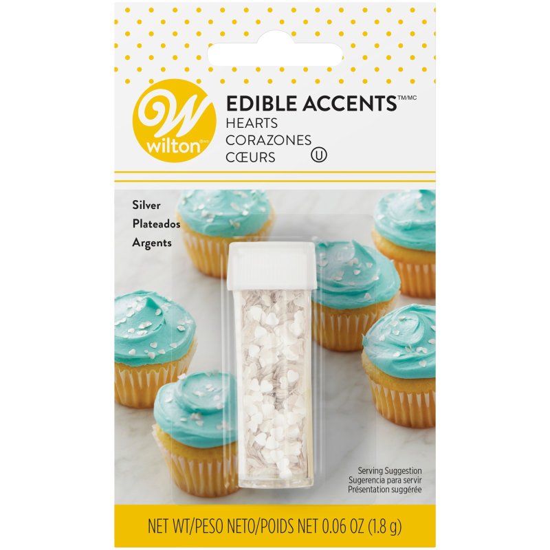 Wilton Edible Glitter Silver Hearts