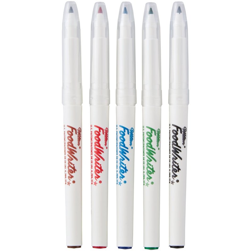 Wilton Edible Extra Fine Coloured Markers FoodWriter Pens (Set of 5) | Cake Decorating Supplies
