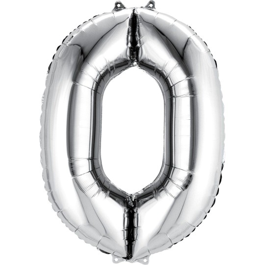 86cm Silver Number Balloon (0) - Inflated | Sydney Balloon Inflation
