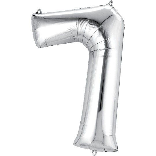 86cm Silver Number Balloon (7) - Inflated