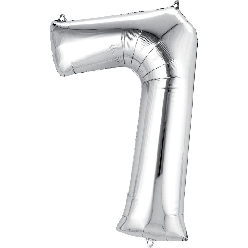 86cm Silver Number Balloon (7) - Inflated