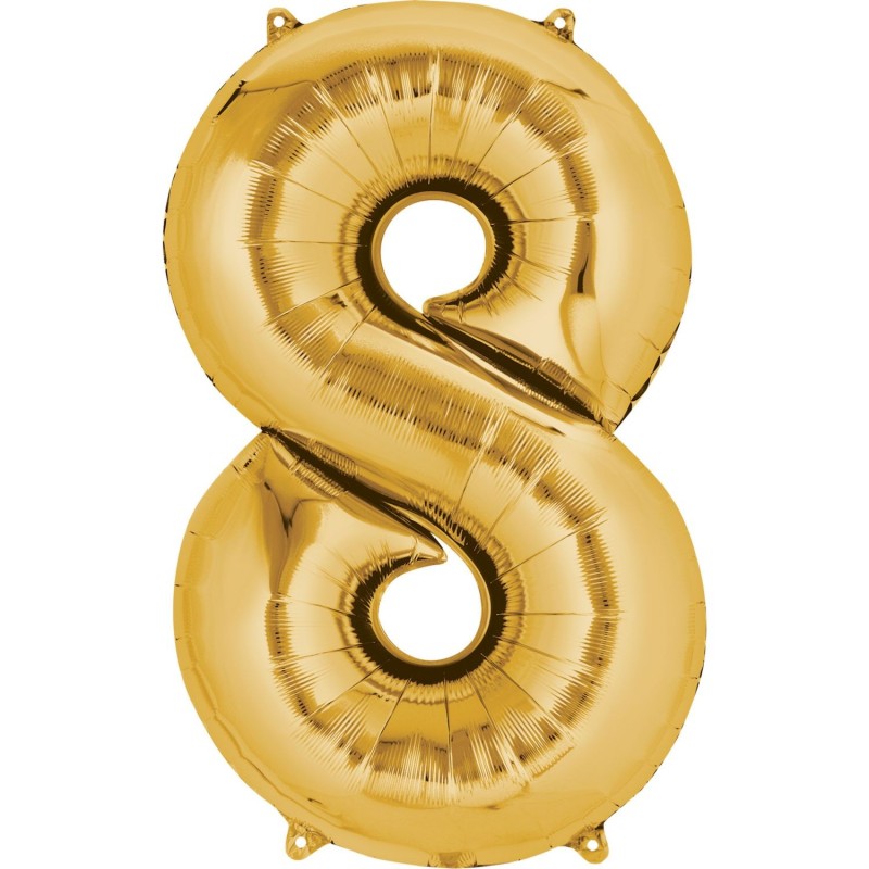 86cm Gold Number Balloon (8) - Inflated