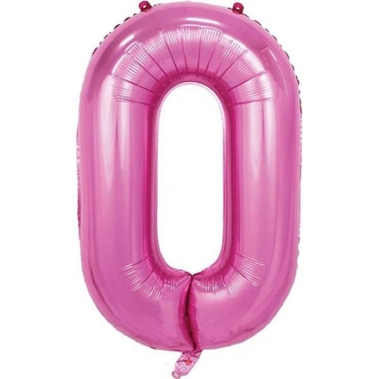 86cm Pink Number Balloon (0) - Inflated