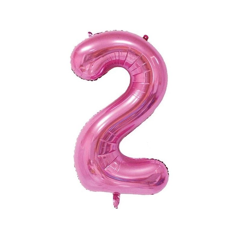 86cm Pink Number Balloon (2) - Inflated