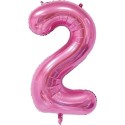 86cm Pink Number Balloon (2) - Inflated