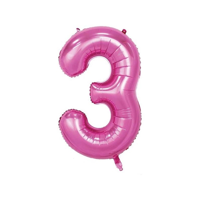 86cm Pink Number Balloon (3) - Inflated