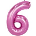86cm Pink Number Balloon (6) - Inflated