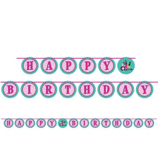 Spa Party Happy Birthday Banner