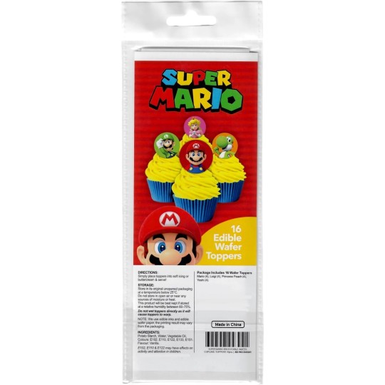 Super Mario Wafer Cupcake Toppers (Pack of 16)