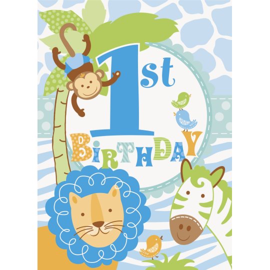 Blue Jungle Safari 1st Birthday Party Bags (Pack of 8)