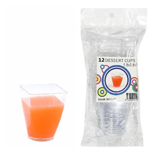 Mini Plastic Round Base Square Dessert Cups (Pack of 12)