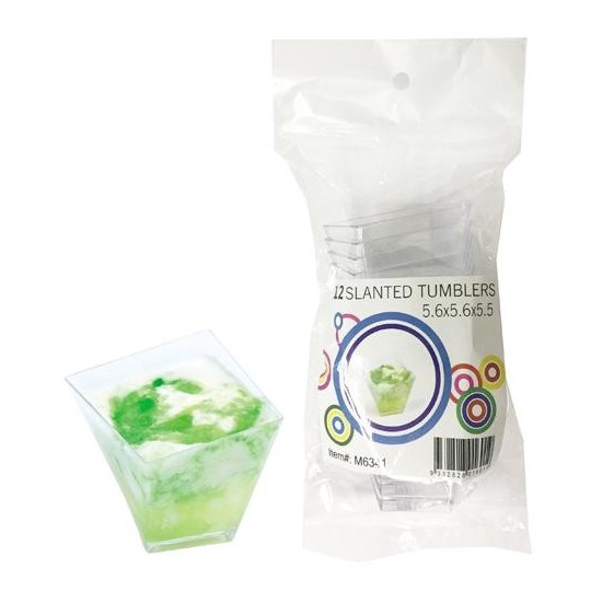 Mini Plastic Slanted Tumbler Dessert Cups (Pack of 12)