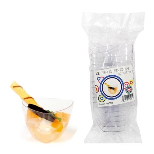Plastic Triangle Dessert Cups (Pack of 12)
