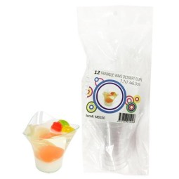 Mini Plastic Triangle Wave Dessert Cups (Pack of 12)