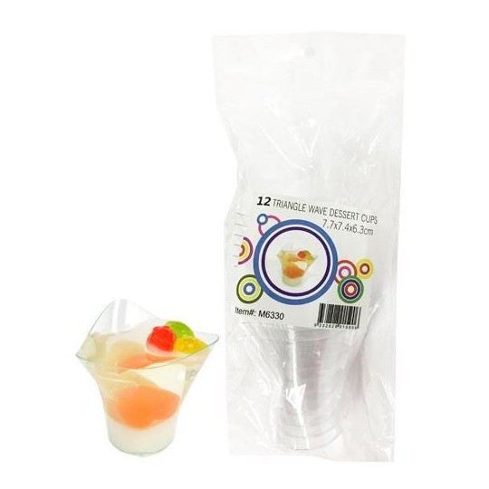 Mini Plastic Triangle Wave Dessert Cups (Pack of 12)
