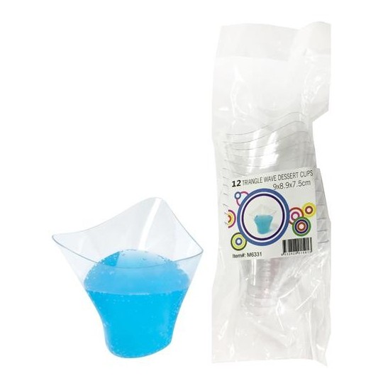 Plastic Triangle Wave Dessert Cups (Pack of 12)