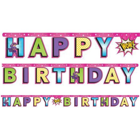 Superhero Girl Birthday Banner