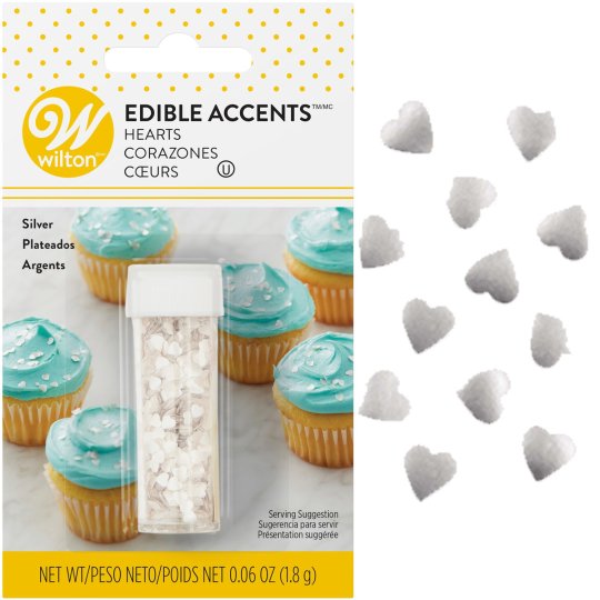 Wilton Edible Glitter Silver Hearts