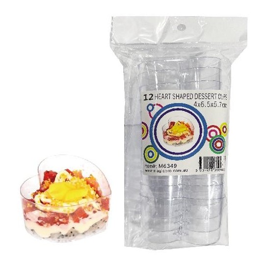 Plastic Heart Shaped Dessert Cups (Pack of 12)