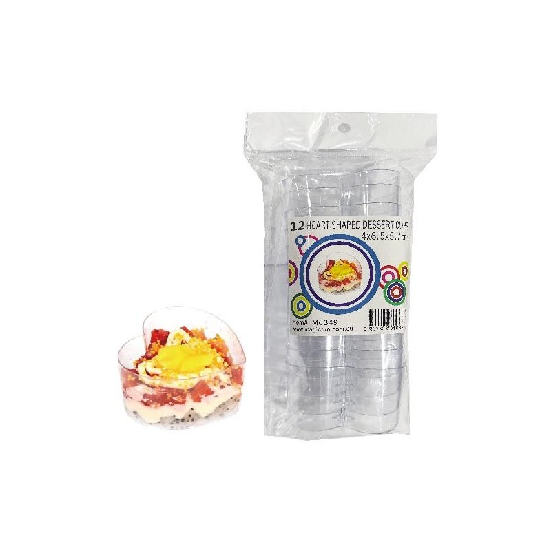 Plastic Heart Shaped Dessert Cups (Pack of 12)