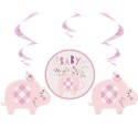 Pink Baby Elephant Swirl Decorations (Pack of 3)