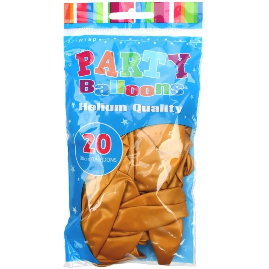 30cm Gold Metallic Balloons (Pack of 20)