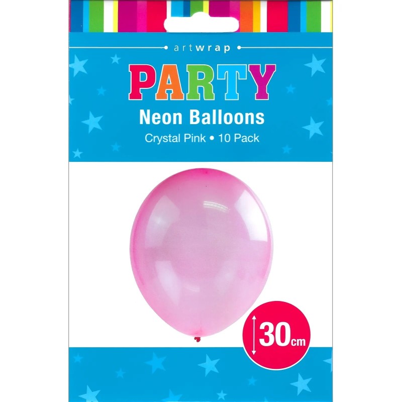 30cm Neon Crystal Pink Latex Balloons (Pack of 10) | Pink Party Supplies