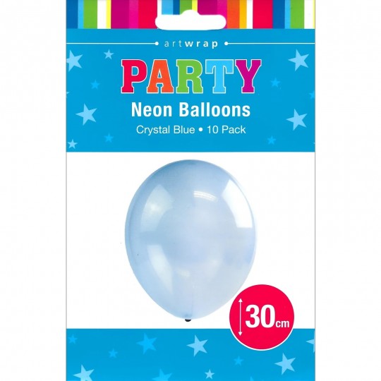 30cm Neon Crystal Blue Balloons (Pack of 10)
