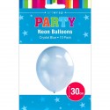 30cm Neon Crystal Blue Balloons (Pack of 10)