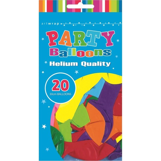 30cm Assorted Colour Latex Balloons (Pack of 20) | Party Decorations