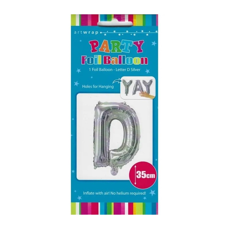 Silver Letter D Balloon 35cm