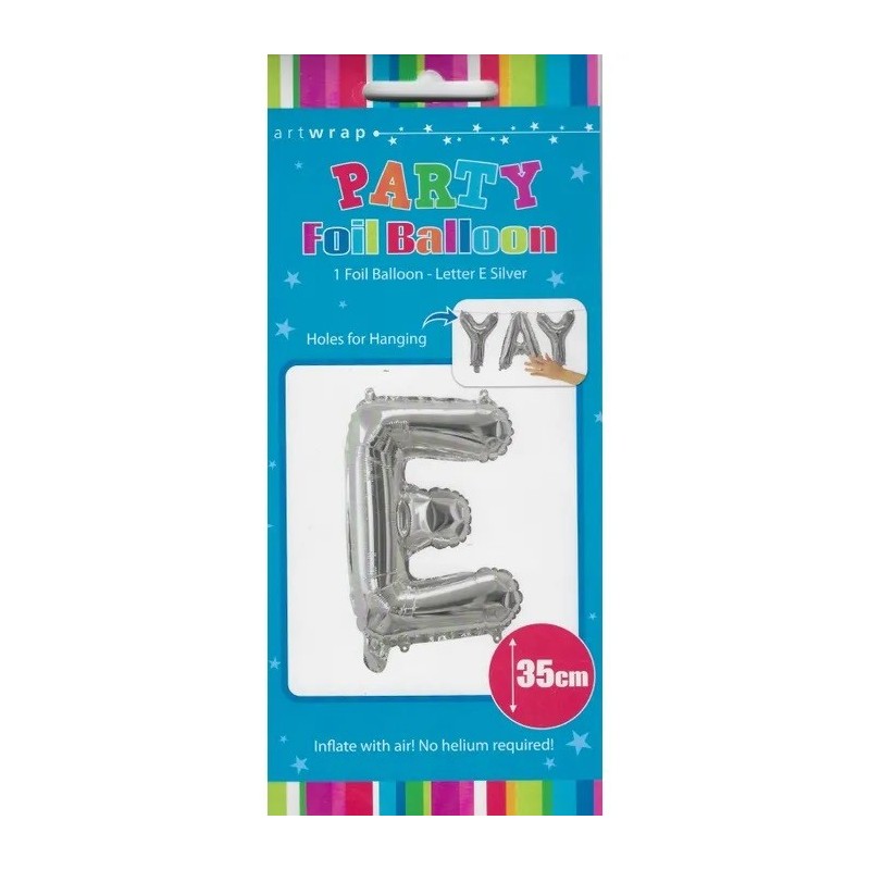 Silver Letter E Balloon 35cm