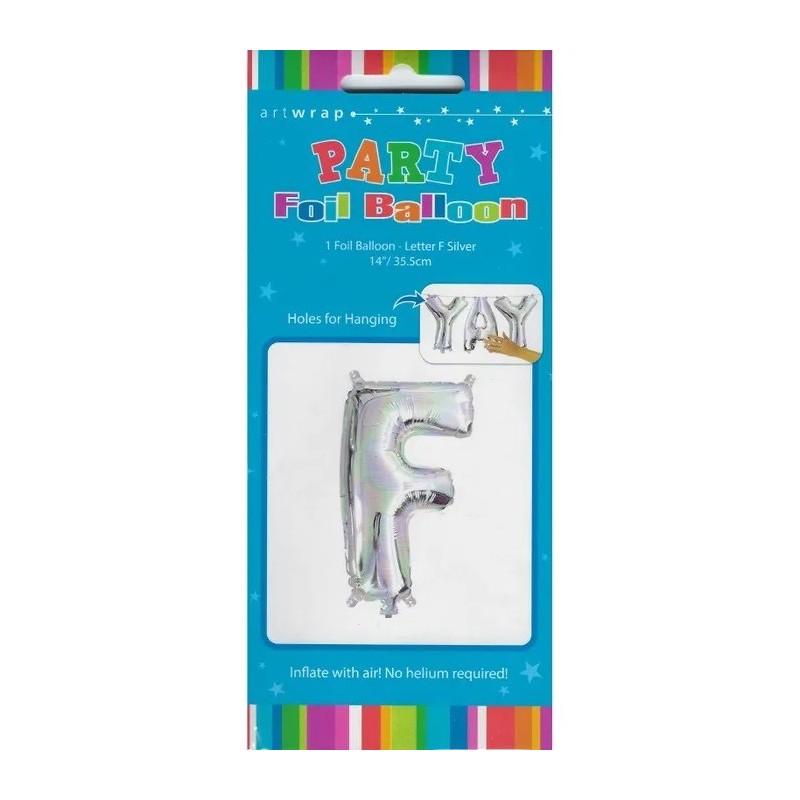 Silver Letter F Balloon 35cm