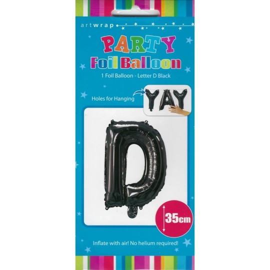 Black Letter D Balloon 35cm