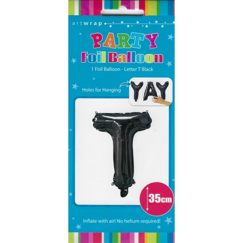 Black Letter T Balloon 35cm