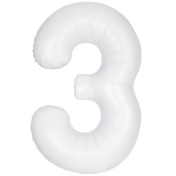 Matte White Number 3 Balloon 86cm