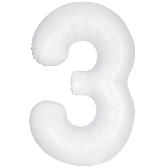 Matte White Number 3 Balloon 86cm