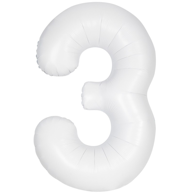 Matte White Number 3 Balloon 86cm