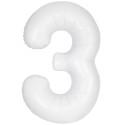 Matte White Number 3 Balloon 86cm