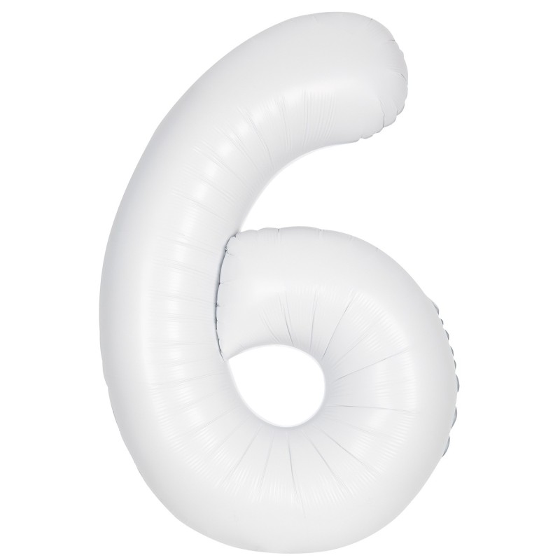 Matte White Number 6 Balloon 86cm