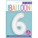 Matte White Number 6 Balloon 86cm