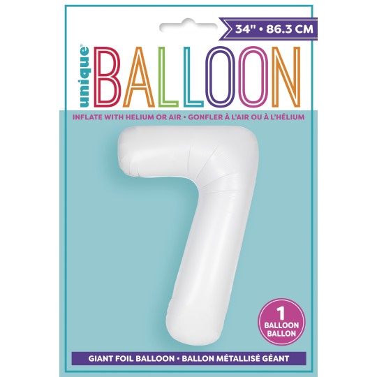 Matte White Number 7 Balloon 86cm