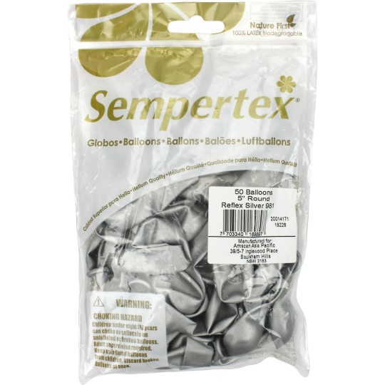 12cm Reflex Mini Silver Balloons (Pack of 50)